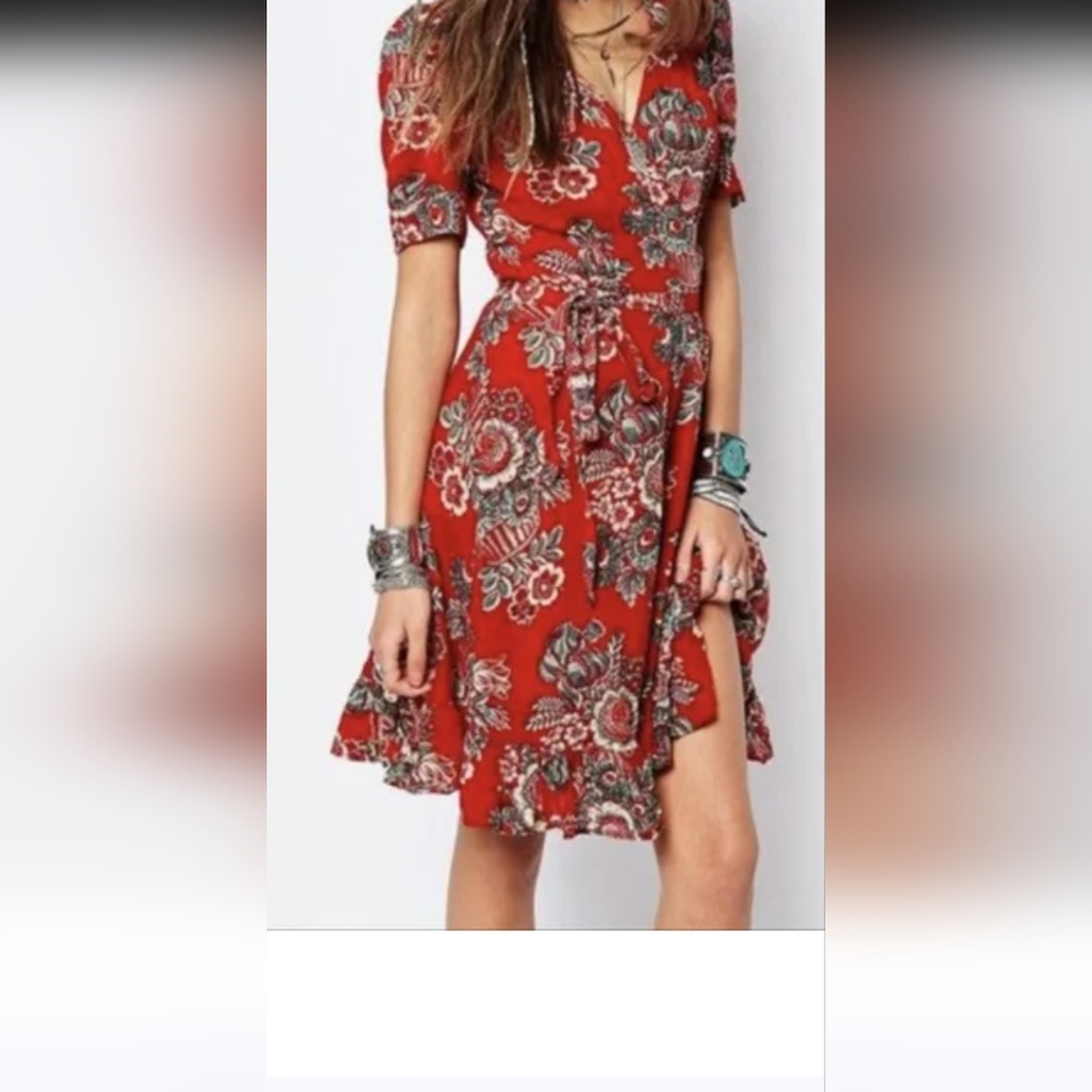 Denim & Supply Ralph Lauren Red Floral Vintage  Dress,sz S/P.